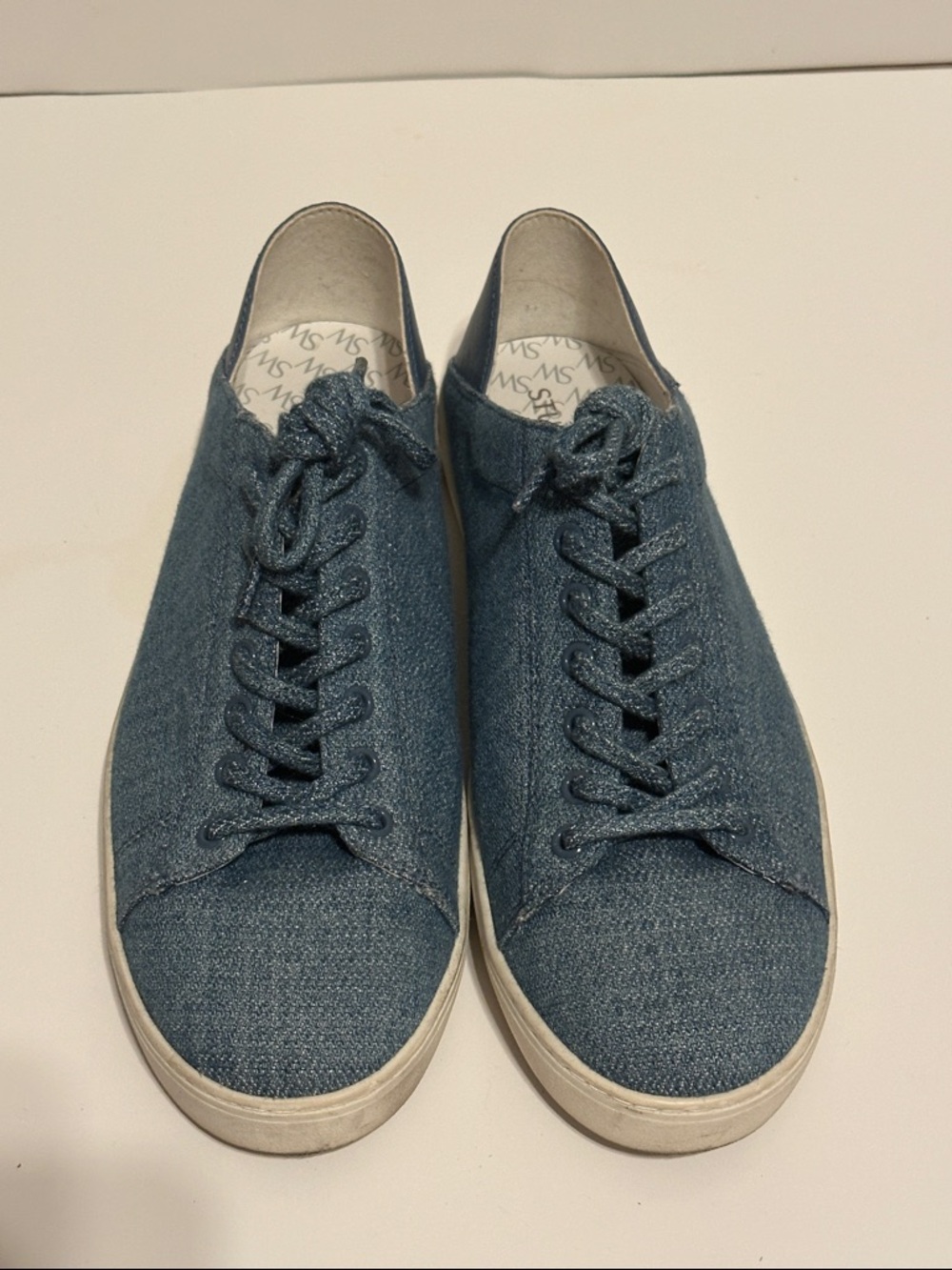 Stuart Weitzman Denim Lace-Up Slip On Sneakers Size 39, 8.5
